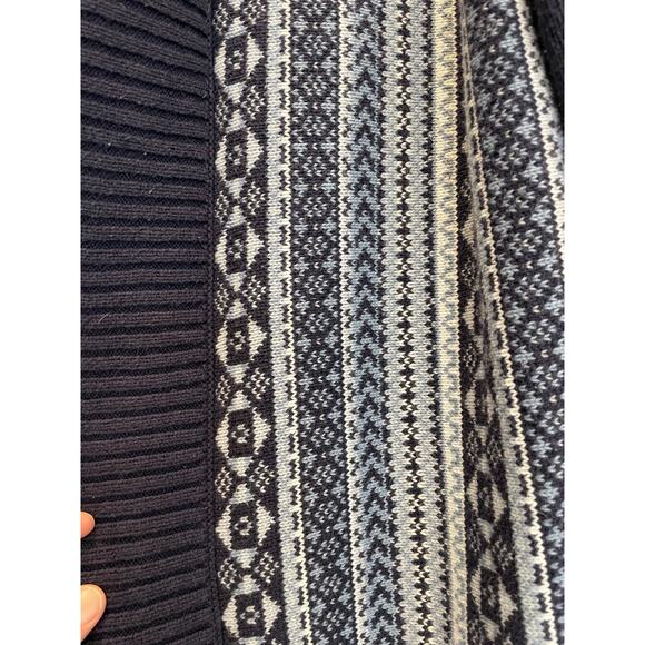 Liz Claiborne Fair Isle open front cardigan Navy  blue XL - Picture 12 of 12